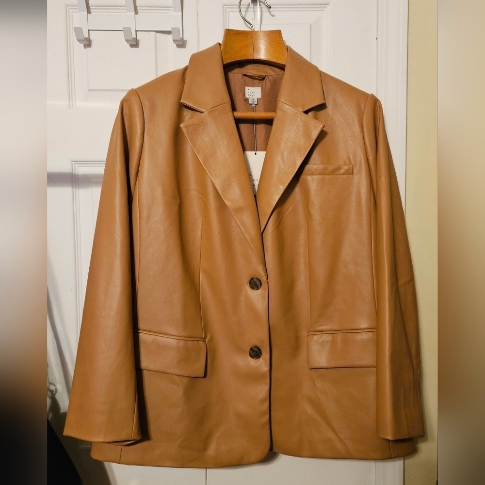 #059 A New Day- Women's Faux Leather Relaxed Blazer- Size: 1X - Picture 2 of 5